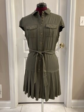 Banana Republic Olive Green TENCEL™ Utility Dress
